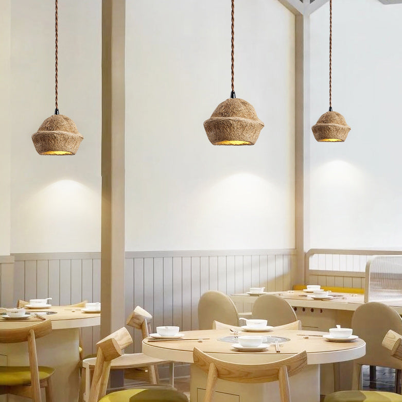 Design traditionnel japonais de coquille de fruit naturel 1-luminaire suspendu pour salle à manger 