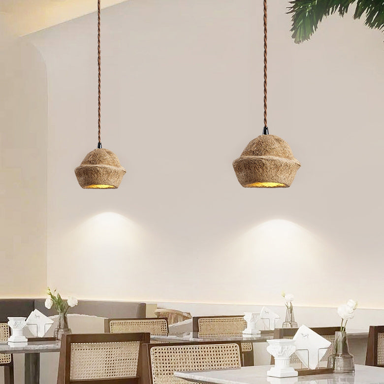 Design traditionnel japonais de coquille de fruit naturel 1-luminaire suspendu pour salle à manger 