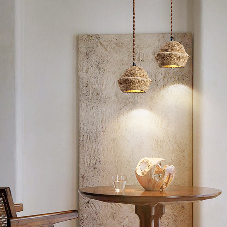 Design traditionnel japonais de coquille de fruit naturel 1-luminaire suspendu pour salle à manger 