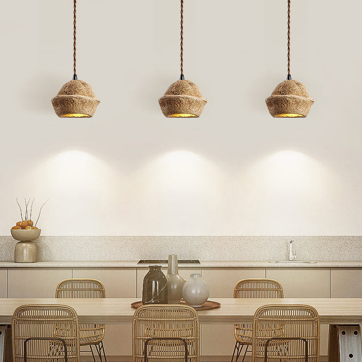 Design traditionnel japonais de coquille de fruit naturel 1-luminaire suspendu pour salle à manger 