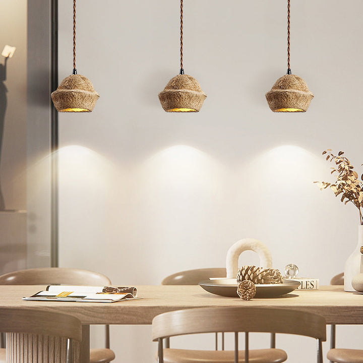 Design traditionnel japonais de coquille de fruit naturel 1-luminaire suspendu pour salle à manger 