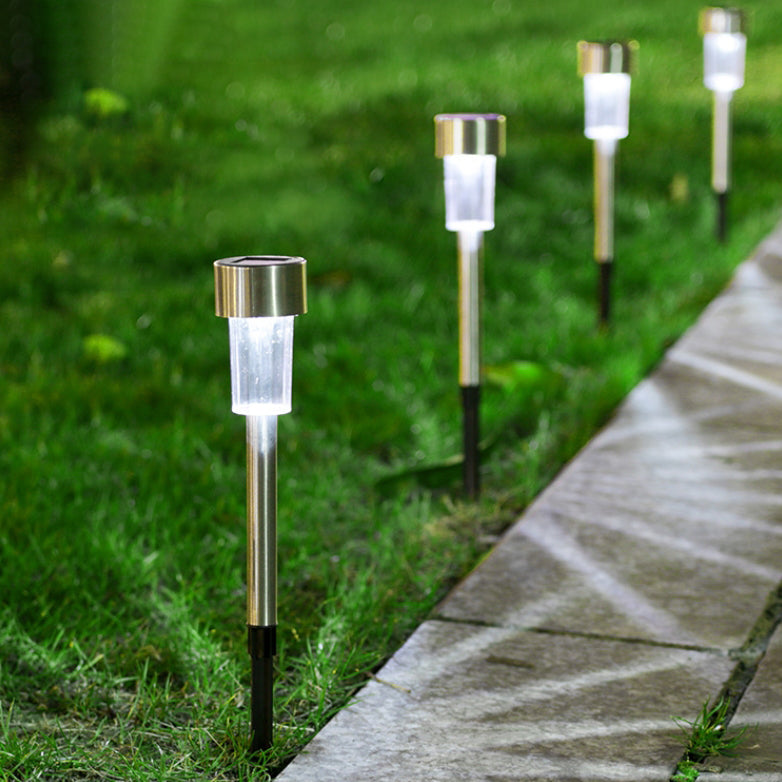 Luz de paisaje LED de acero inoxidable plástico cilindro solar impermeable minimalista moderno para jardín 