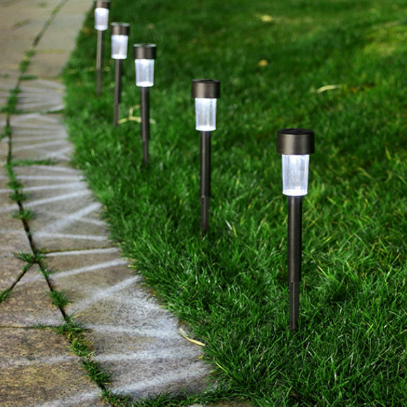 Luz de paisaje LED de acero inoxidable plástico cilindro solar impermeable minimalista moderno para jardín 
