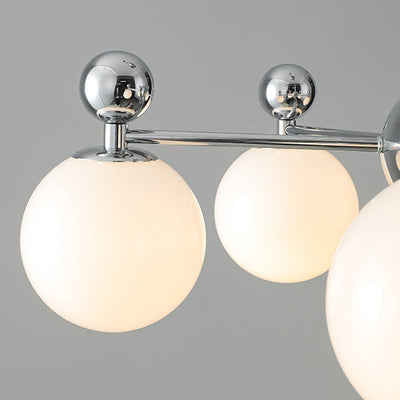 Moderner minimalistischer Kronleuchter mit runder Kugel aus Glas und Eisen, 5/8 Lichter für Wohnzimmer 
