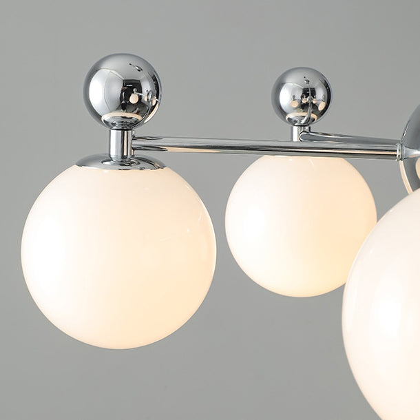 Moderner minimalistischer Kronleuchter mit runder Kugel aus Glas und Eisen, 5/8 Lichter für Wohnzimmer 