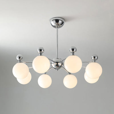 Moderner minimalistischer Kronleuchter mit runder Kugel aus Glas und Eisen, 5/8 Lichter für Wohnzimmer 