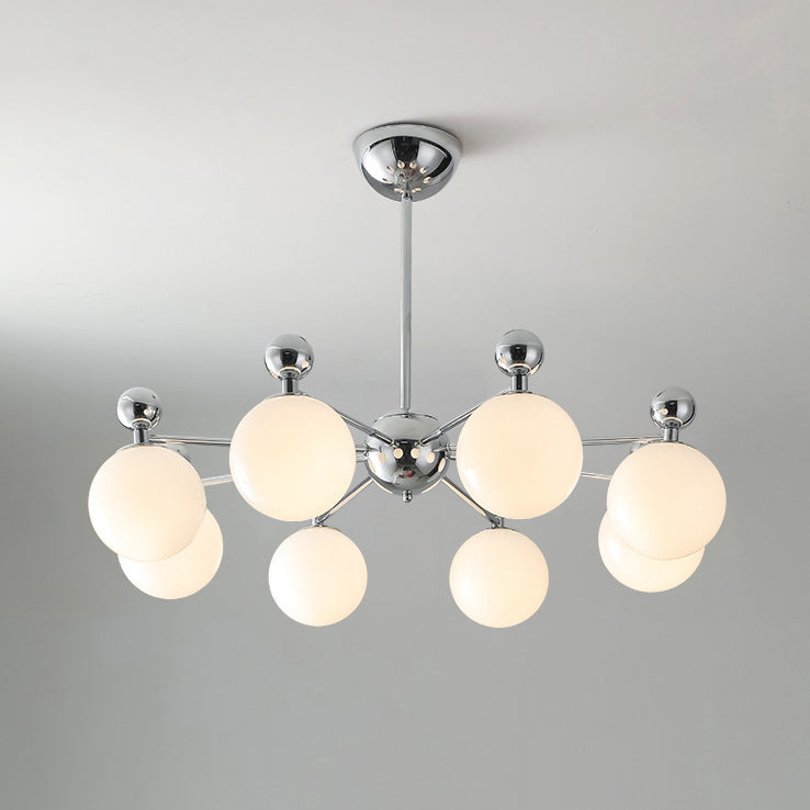Moderner minimalistischer Kronleuchter mit runder Kugel aus Glas und Eisen, 5/8 Lichter für Wohnzimmer 