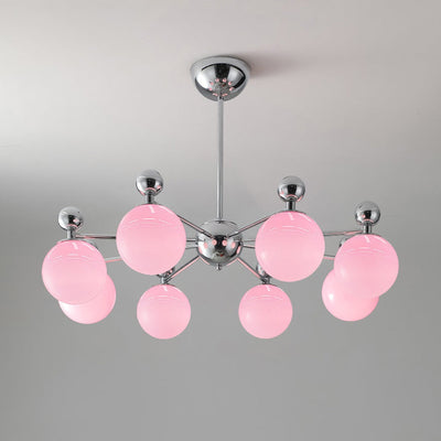 Moderner minimalistischer Kronleuchter mit runder Kugel aus Glas und Eisen, 5/8 Lichter für Wohnzimmer 