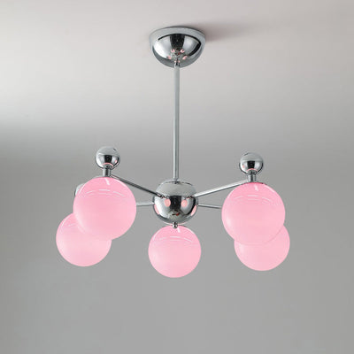 Moderner minimalistischer Kronleuchter mit runder Kugel aus Glas und Eisen, 5/8 Lichter für Wohnzimmer 