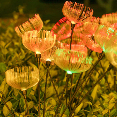 Zeitgenössische kreative wasserdichte Solar Quallen Edelstahl Fiber Optic ABS LED Outdoor Landschaft Licht für Garten 