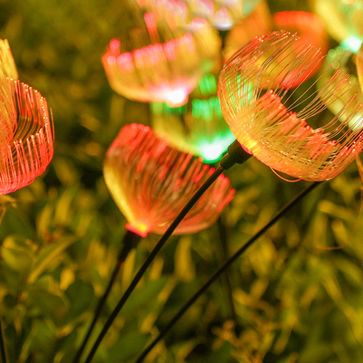 Luz de Paisaje Exterior LED de ABS con Fibra Óptica de Acero Inoxidable Solar Impermeable Creativa Contemporánea para Jardín 