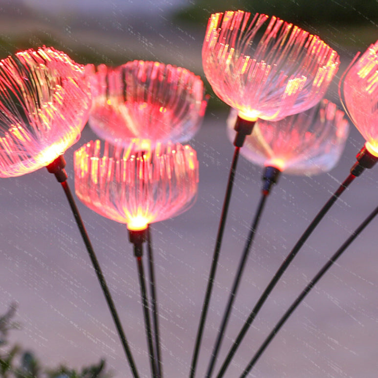 Zeitgenössische kreative wasserdichte Solar Quallen Edelstahl Fiber Optic ABS LED Outdoor Landschaft Licht für Garten 