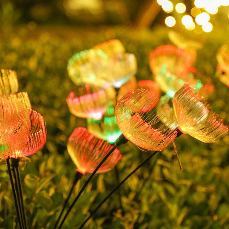Zeitgenössische kreative wasserdichte Solar Quallen Edelstahl Fiber Optic ABS LED Outdoor Landschaft Licht für Garten 