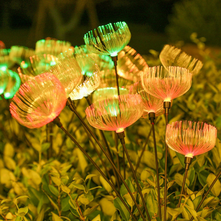 Zeitgenössische kreative wasserdichte Solar Quallen Edelstahl Fiber Optic ABS LED Outdoor Landschaft Licht für Garten 
