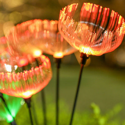 Zeitgenössische kreative wasserdichte Solar Quallen Edelstahl Fiber Optic ABS LED Outdoor Landschaft Licht für Garten 
