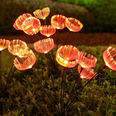 Zeitgenössische kreative wasserdichte Solar Quallen Edelstahl Fiber Optic ABS LED Outdoor Landschaft Licht für Garten 