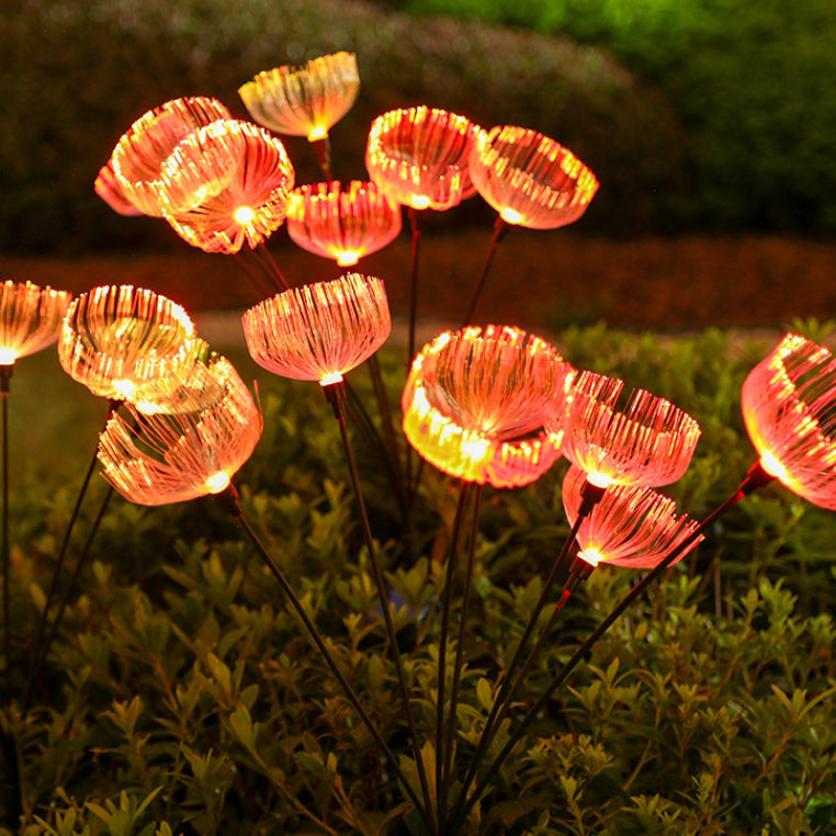 Zeitgenössische kreative wasserdichte Solar Quallen Edelstahl Fiber Optic ABS LED Outdoor Landschaft Licht für Garten 