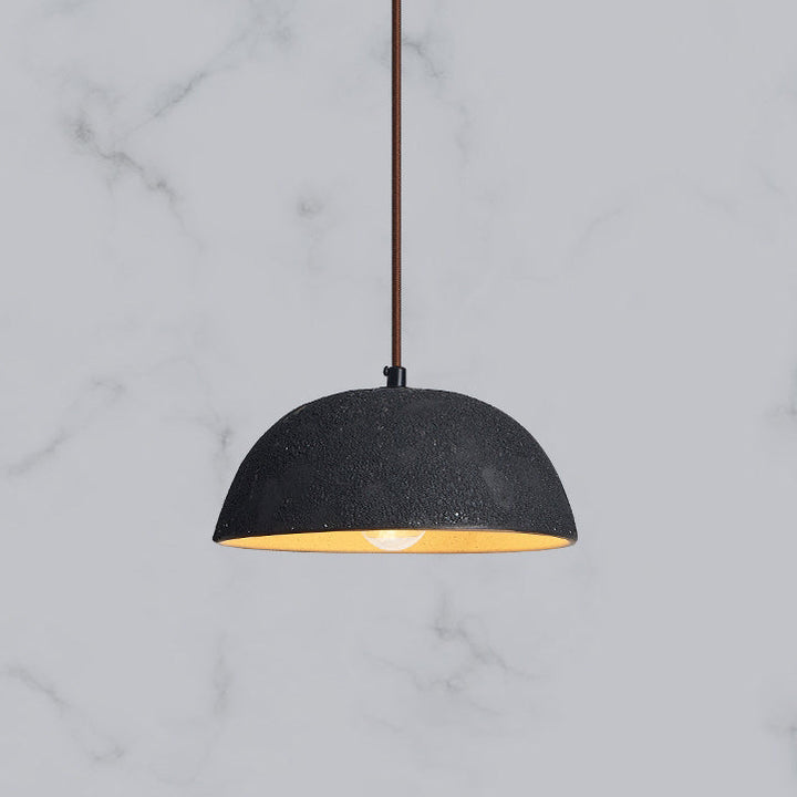 Luz colgante moderna minimalista de cerámica y madera semicircular de 1 luz para comedor 