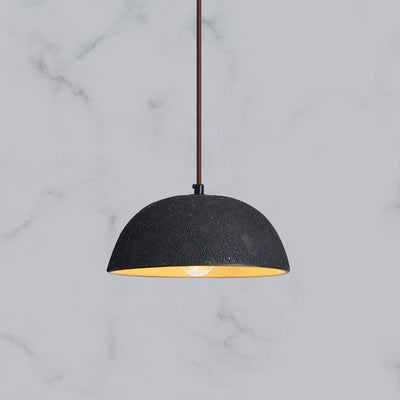 Moderne minimalistische halbrunde 1-flammige Pendelleuchte aus Keramik und Holz für Esszimmer 