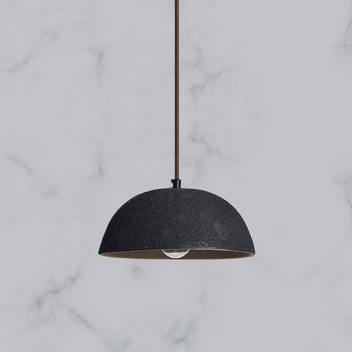 Luz colgante moderna minimalista de cerámica y madera semicircular de 1 luz para comedor 