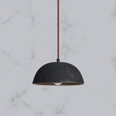 Moderne minimalistische halbrunde 1-flammige Pendelleuchte aus Keramik und Holz für Esszimmer 