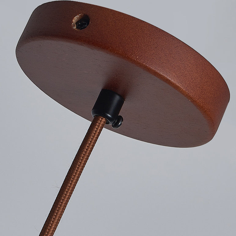 Moderne minimalistische halbrunde 1-flammige Pendelleuchte aus Keramik und Holz für Esszimmer 