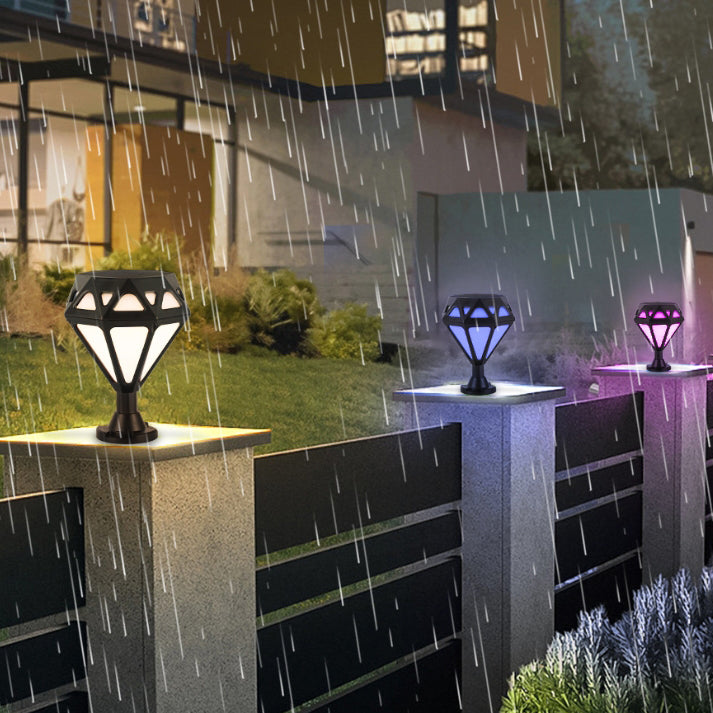 إضاءة LED للمناظر الطبيعية في الهواء الطلق بتصميم آرت ديكو العصري مقاومة للماء مصنوعة من البلاستيك الأكريليك الماسي ABS PC للطاقة الشمسية للحديقة 