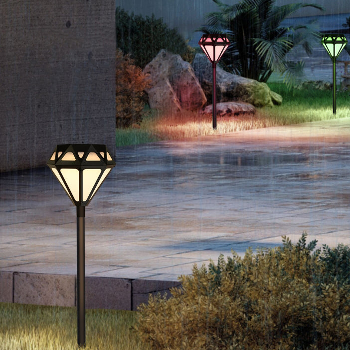 إضاءة LED للمناظر الطبيعية في الهواء الطلق بتصميم آرت ديكو العصري مقاومة للماء مصنوعة من البلاستيك الأكريليك الماسي ABS PC للطاقة الشمسية للحديقة 