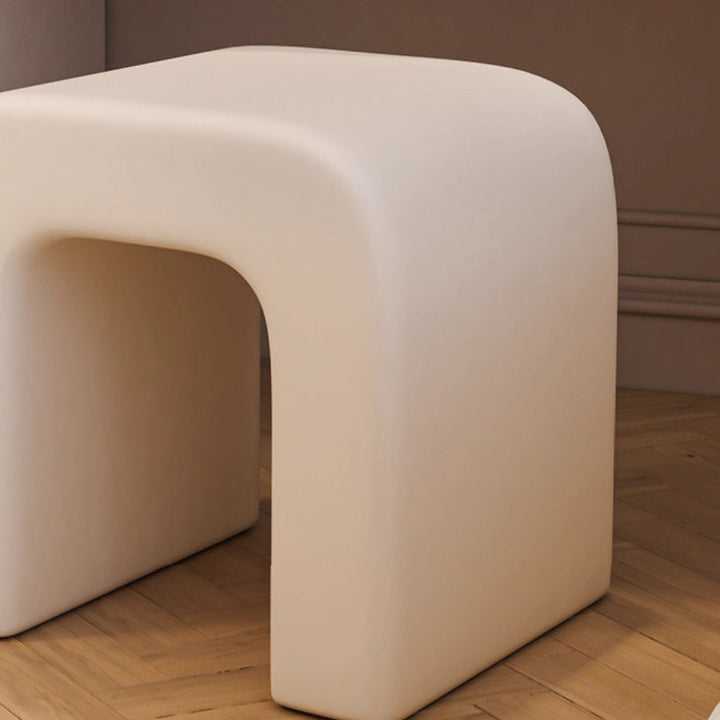 Modern Minimalist Square Arched PU Leather Plywood Frame Vanity Stool For Bedroom