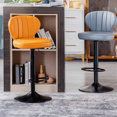 Tabouret de bar carré moderne minimaliste en cuir avec dossier et repose-pieds pour salle à manger 