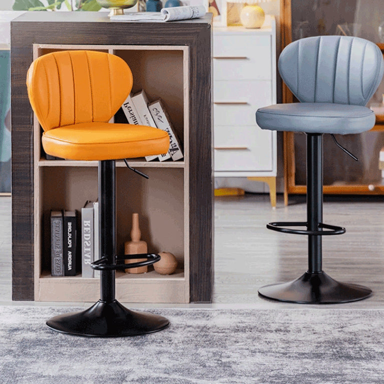 Tabouret de bar carré moderne minimaliste en cuir avec dossier et repose-pieds pour salle à manger 