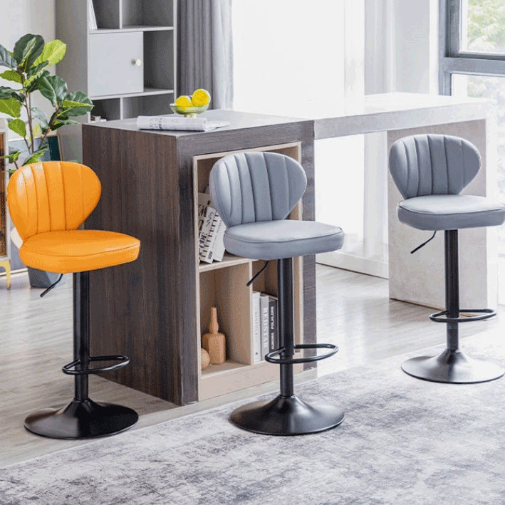 Tabouret de bar carré moderne minimaliste en cuir avec dossier et repose-pieds pour salle à manger 