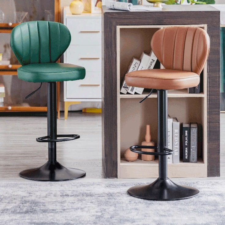 Tabouret de bar carré moderne minimaliste en cuir avec dossier et repose-pieds pour salle à manger 