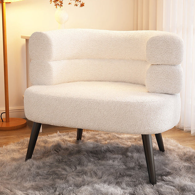 Modern Minimalist Oval Sherpa Fabric Carbon Steel Vanity Stool Backrest For Bedroom