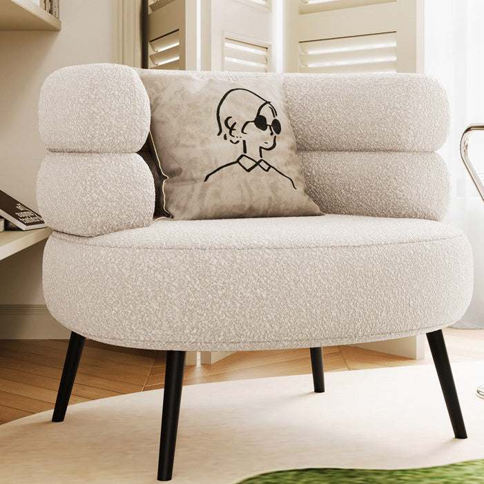 Modern Minimalist Oval Sherpa Fabric Carbon Steel Vanity Stool Backrest For Bedroom