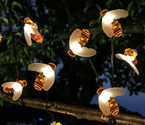 Lumières de guirlande LED modernes Art Déco étanches en PVC solaire en caoutchouc acrylique boule de neige abeille boule de cristal goutte d&