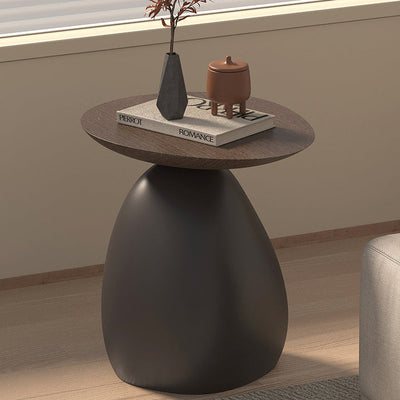 Mesa de café contemporánea escandinava redonda con base irregular de resina para sala de estar 