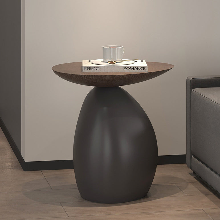 Mesa de café contemporánea escandinava redonda con base irregular de resina para sala de estar 
