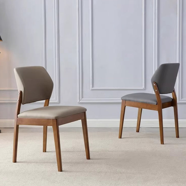 Chaise de salle à manger contemporaine nordique en similicuir rembourré avec dossier ouvert sans accoudoirs pour salle à manger 