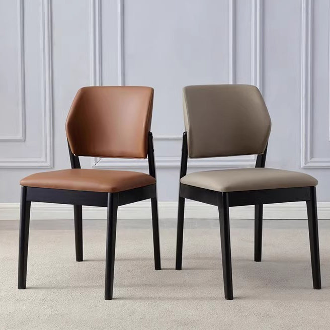 Chaise de salle à manger contemporaine nordique en similicuir rembourré avec dossier ouvert sans accoudoirs pour salle à manger 