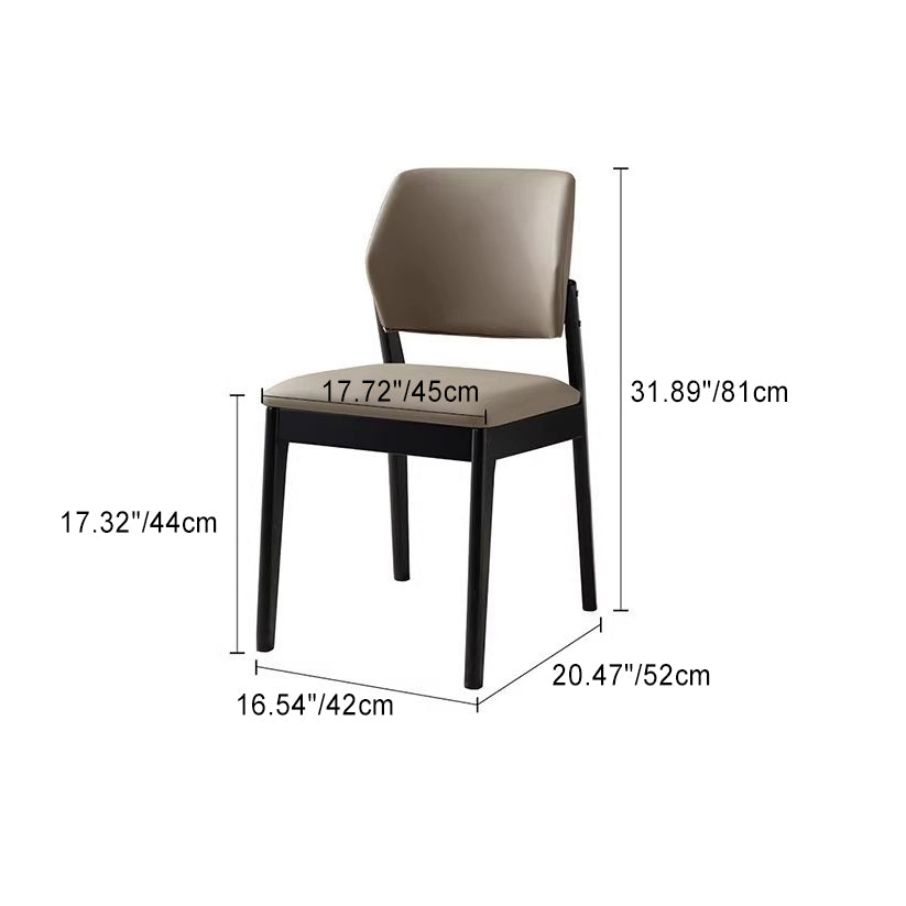 Chaise de salle à manger contemporaine nordique en similicuir rembourré avec dossier ouvert sans accoudoirs pour salle à manger 