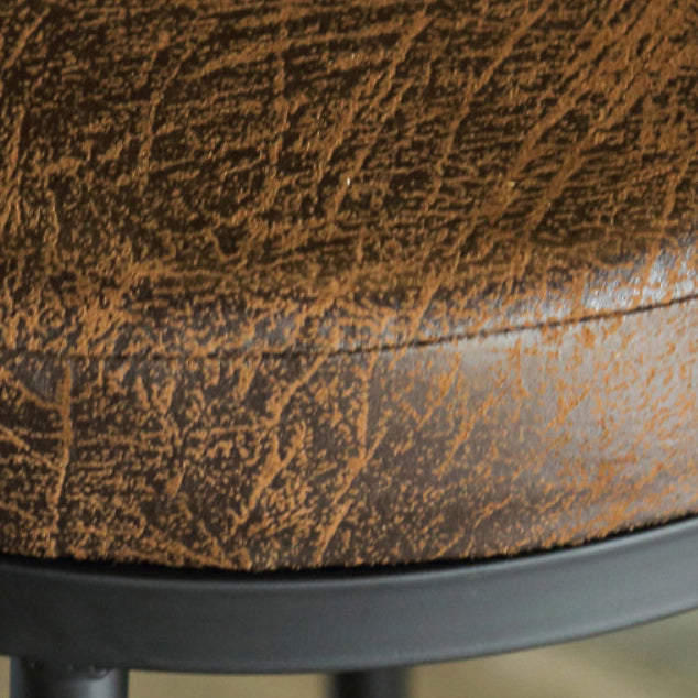 Tabouret de bar sans dossier en bois massif rond industriel contemporain avec cadre en fer et repose-pieds pour salle à manger 