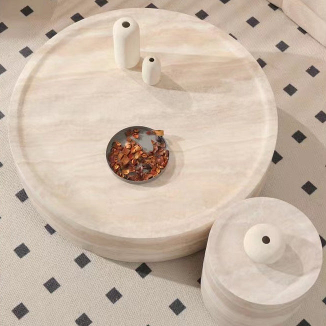 Moderner minimalistischer runder Couchtisch aus Fiberglas für das Wohnzimmer 