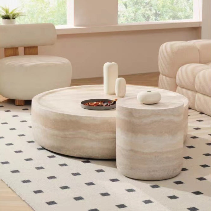 Moderner minimalistischer runder Couchtisch aus Fiberglas für das Wohnzimmer 