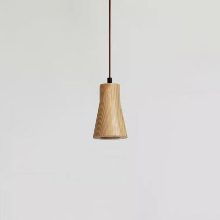 Simple Wooden Cylindrical 1-Light Small Pendant Light