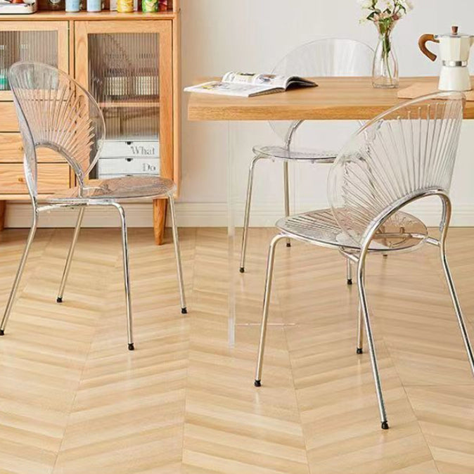 Moderner minimalistischer Stuhl aus ABS-Eisen mit Muschelschale und vier Beinen für das Wohnzimmer 