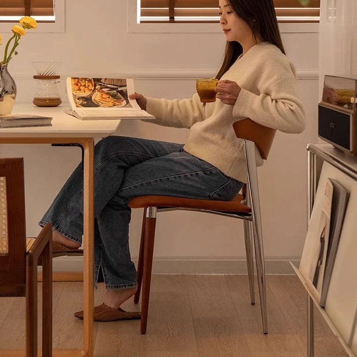 Traditional Vintage Square Plywood Velvet Iron Tapered Legs Dining Chair Backrest Armless For Dining Room