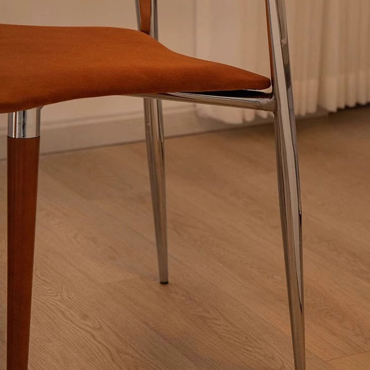 Traditional Vintage Square Plywood Velvet Iron Tapered Legs Dining Chair Backrest Armless For Dining Room