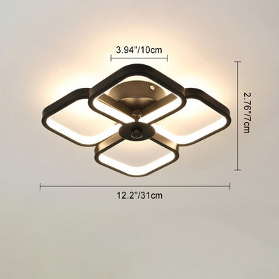 Modern Minimalist Clover Shape Aluminum LED Semi-Flush Mount Ceiling Light