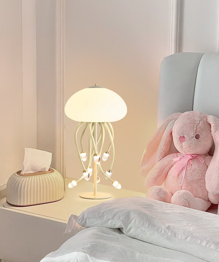 Moderne Art Deco Eisen Acryl Quallen LED Tisch Lampe Für Schlafzimmer 
